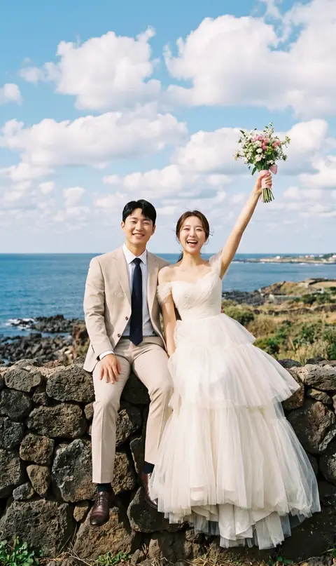 제주 돌담 부케 환호